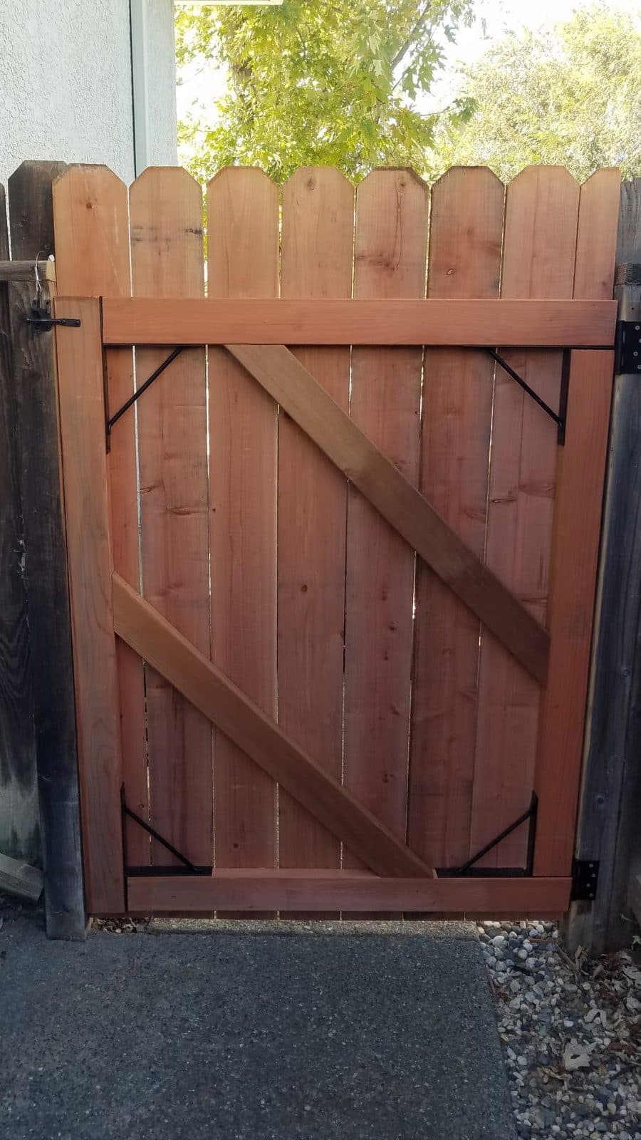 Custom Redwood Gate — Bracing
